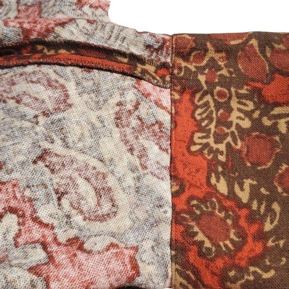 Vintage Cotton Canvas Kaftan Dress 60s 70s Fall Colors 14 16 - Picture 9 of 11